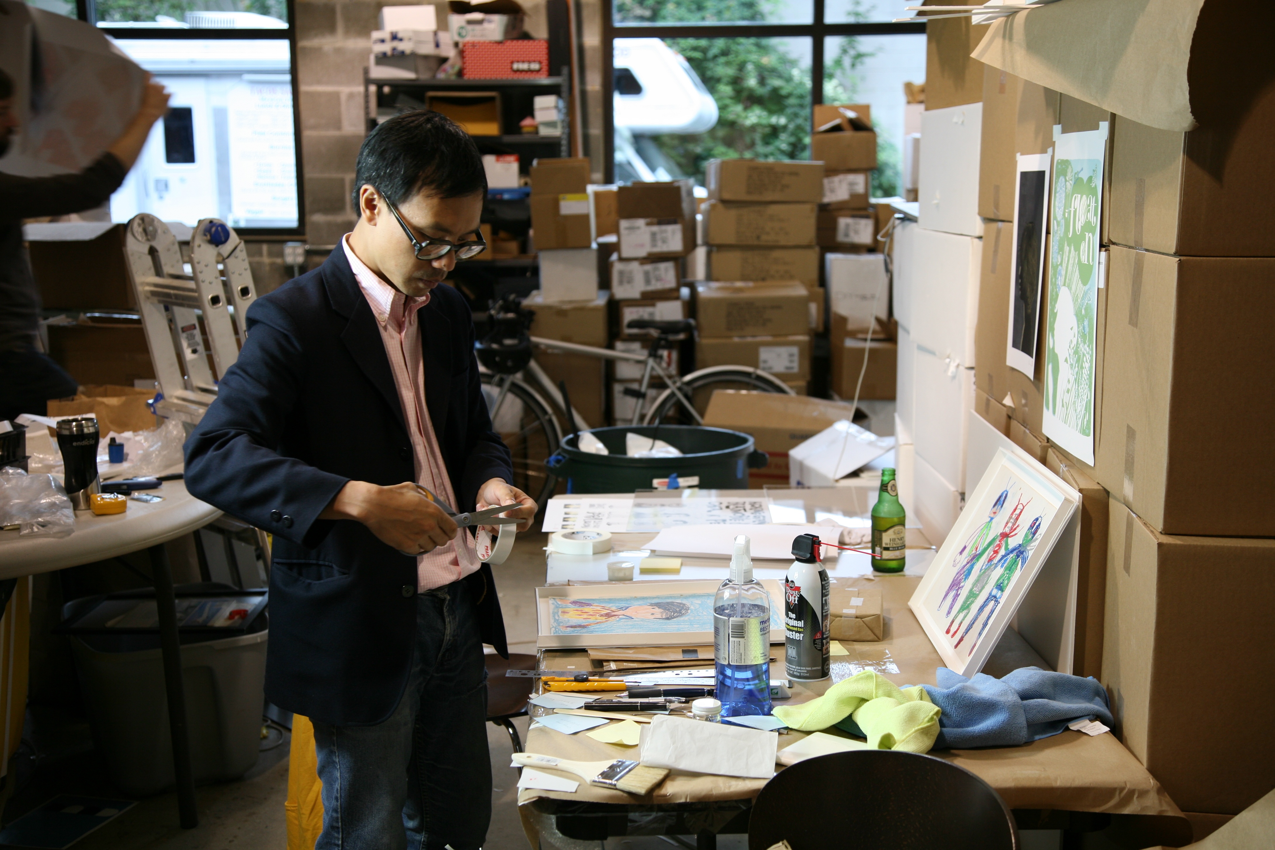 Tae Style: hand-making frames in a sports coat.