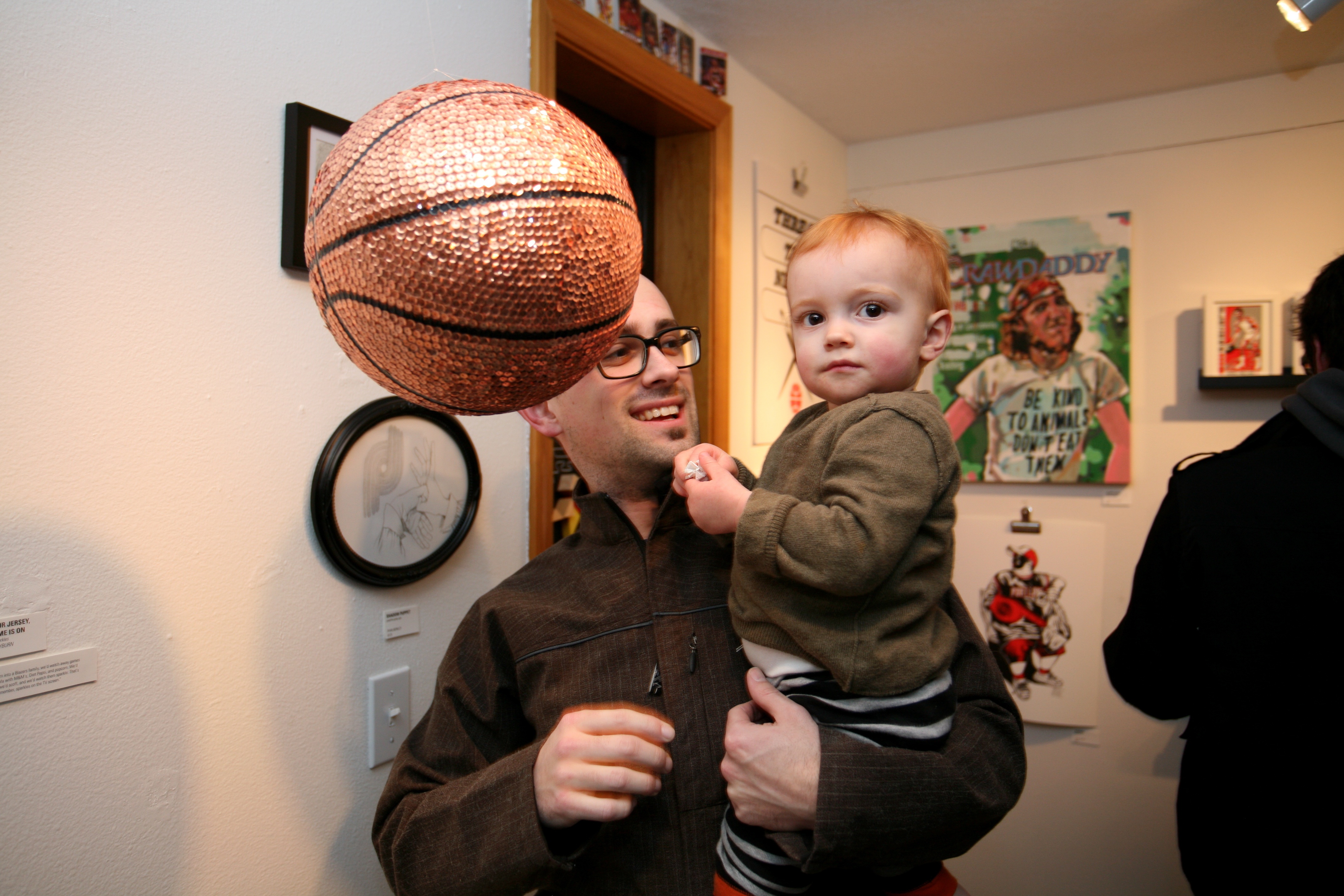 Joby is more interested in the camera than the sparkly ball?